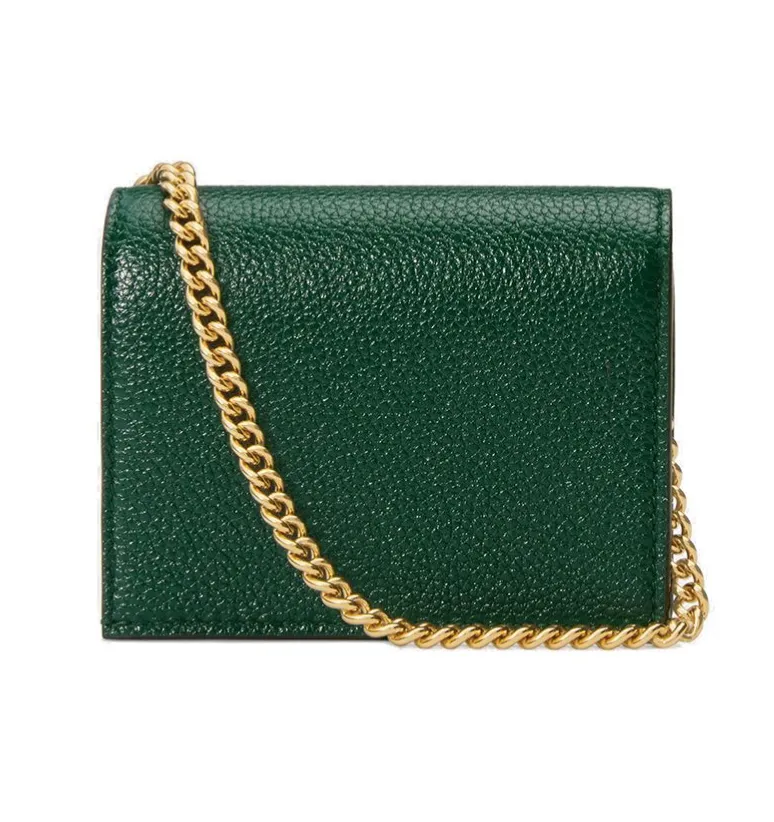 Gucci Zumi Horse-bit Card Case on a Chain in Green