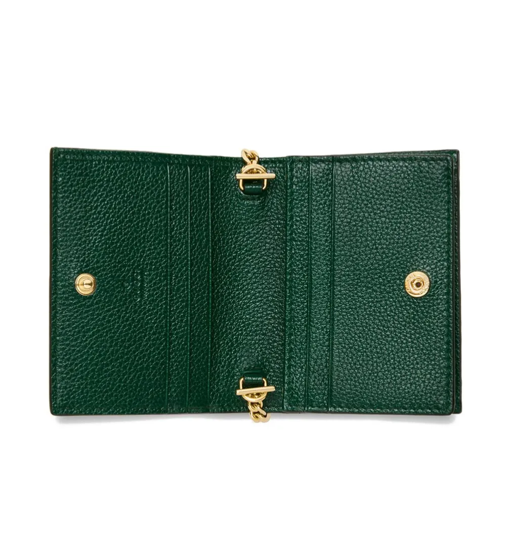 Gucci Zumi Horse-bit Card Case on a Chain in Green