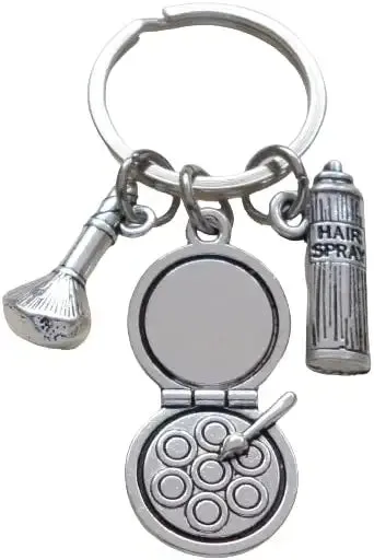 Hair Stylist & Makeup Artist Keychain, Brush, Hairspray, & Makeup Charms Keychain