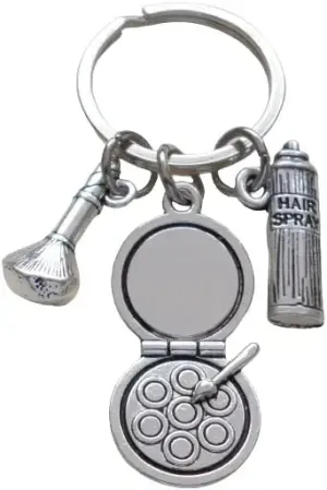 Hair Stylist & Makeup Artist Keychain, Brush, Hairspray, & Makeup Charms Keychain
