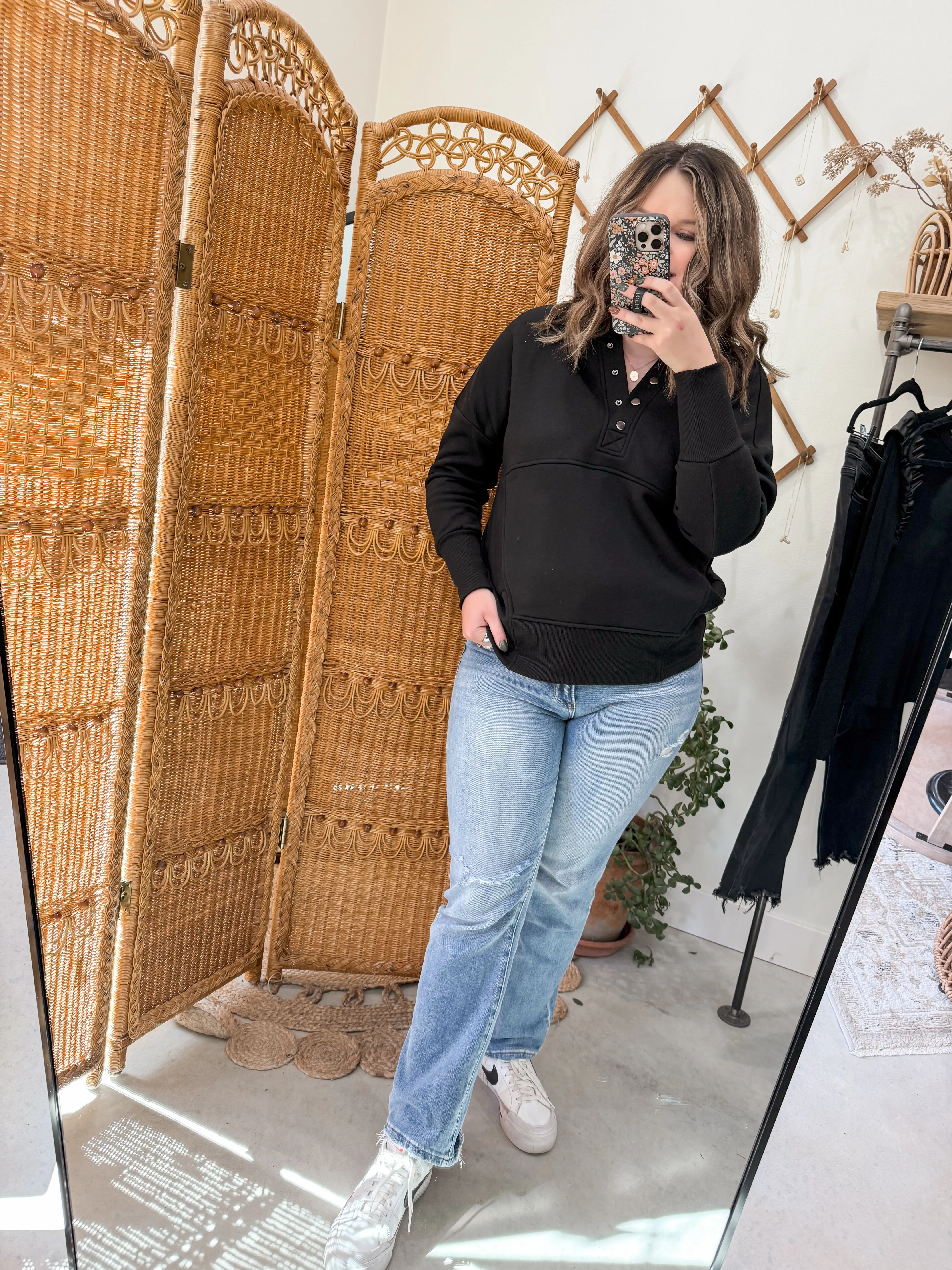 Half Snap Fleece Hoodie