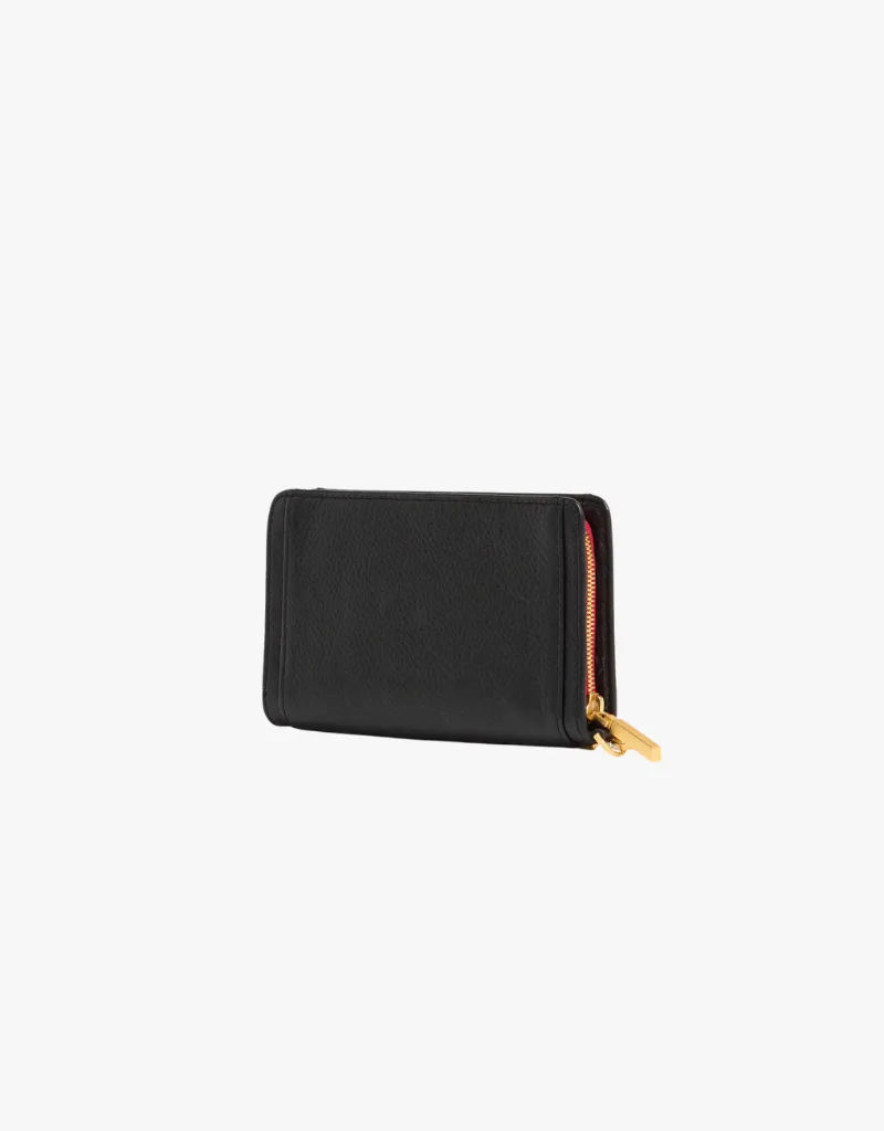 Hammitt Bryant Wallet in Black & Brushed Gold with Red Zip