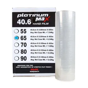 Hand Stretch Wrap - High Performance - 65 Gauge EQ - 16" x 1476' - 4 Rolls / Case