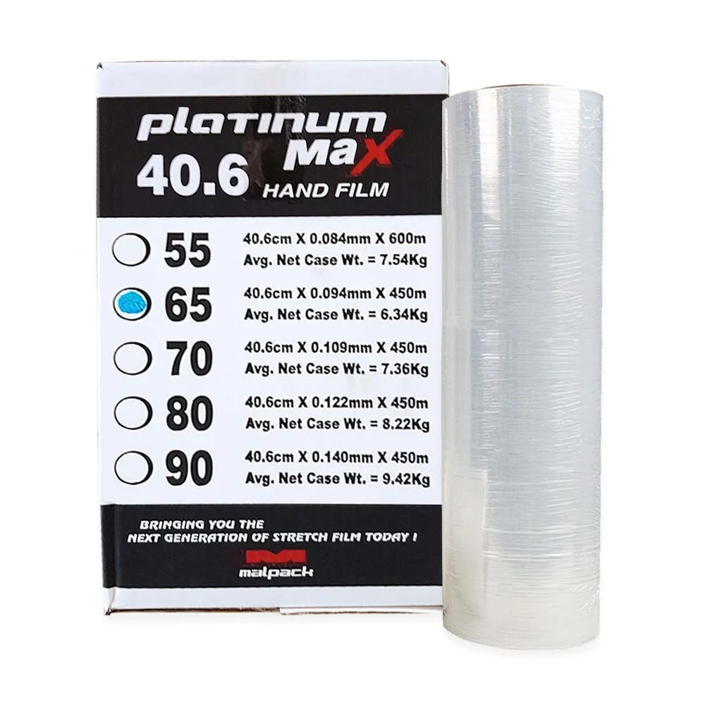 Hand Stretch Wrap - High Performance - 65 Gauge EQ - 16" x 1476' - 4 Rolls / Case