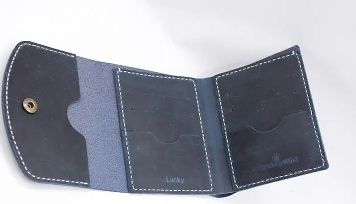 HANDMADE LEATHER CUTE Women Constellation Trifold Blue Small Wallet PERSONALIZED MONOGRAMMED GIFT CUSTOM Wallet