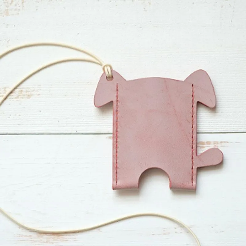 HANDMADE LEATHER CUTE Women Dog Card Holder PERSONALIZED MONOGRAMMED GIFT CUSTOM Wallet Card Holder
