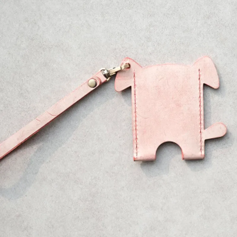 HANDMADE LEATHER CUTE Women Dog Card Holder PERSONALIZED MONOGRAMMED GIFT CUSTOM Wallet Card Holder