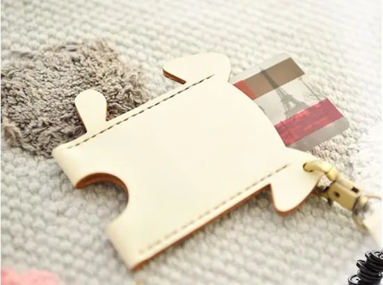HANDMADE LEATHER CUTE Women Dog Card Holder PERSONALIZED MONOGRAMMED GIFT CUSTOM Wallet Card Holder