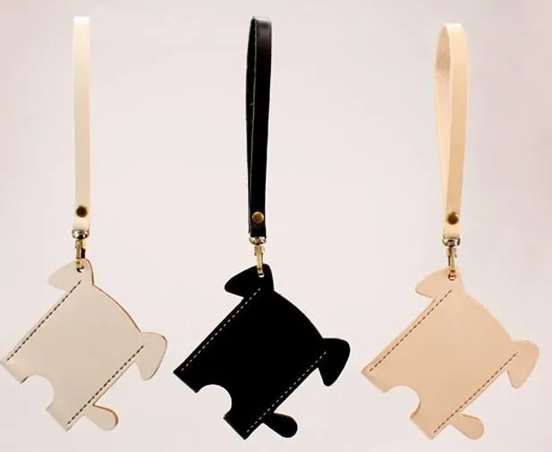 HANDMADE LEATHER CUTE Women Dog Card Holder PERSONALIZED MONOGRAMMED GIFT CUSTOM Wallet Card Holder