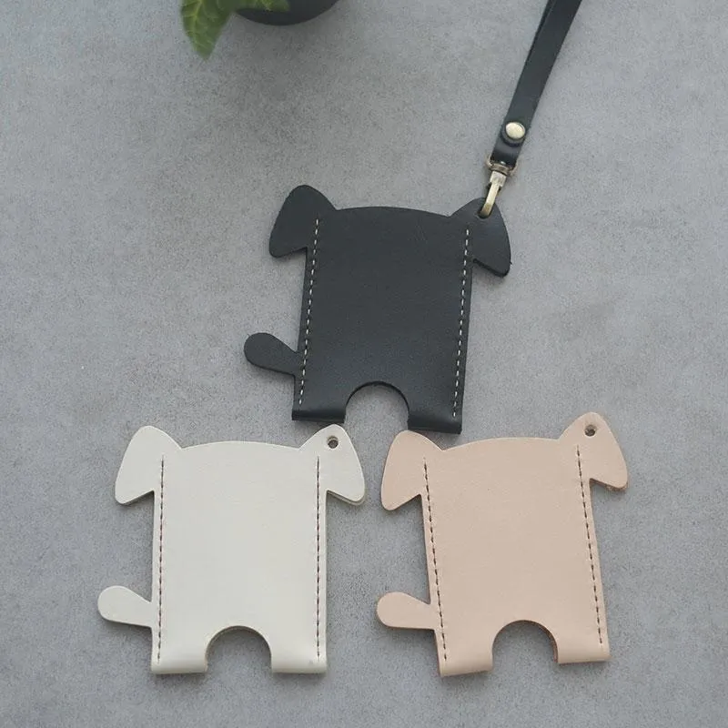HANDMADE LEATHER CUTE Women Dog Card Holder PERSONALIZED MONOGRAMMED GIFT CUSTOM Wallet Card Holder