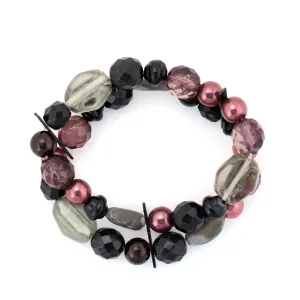 HEMATTE SMOKEY MIX BEADS STRETCH BRACELETS #B12733 HEM BLK (TG2/Show Room)