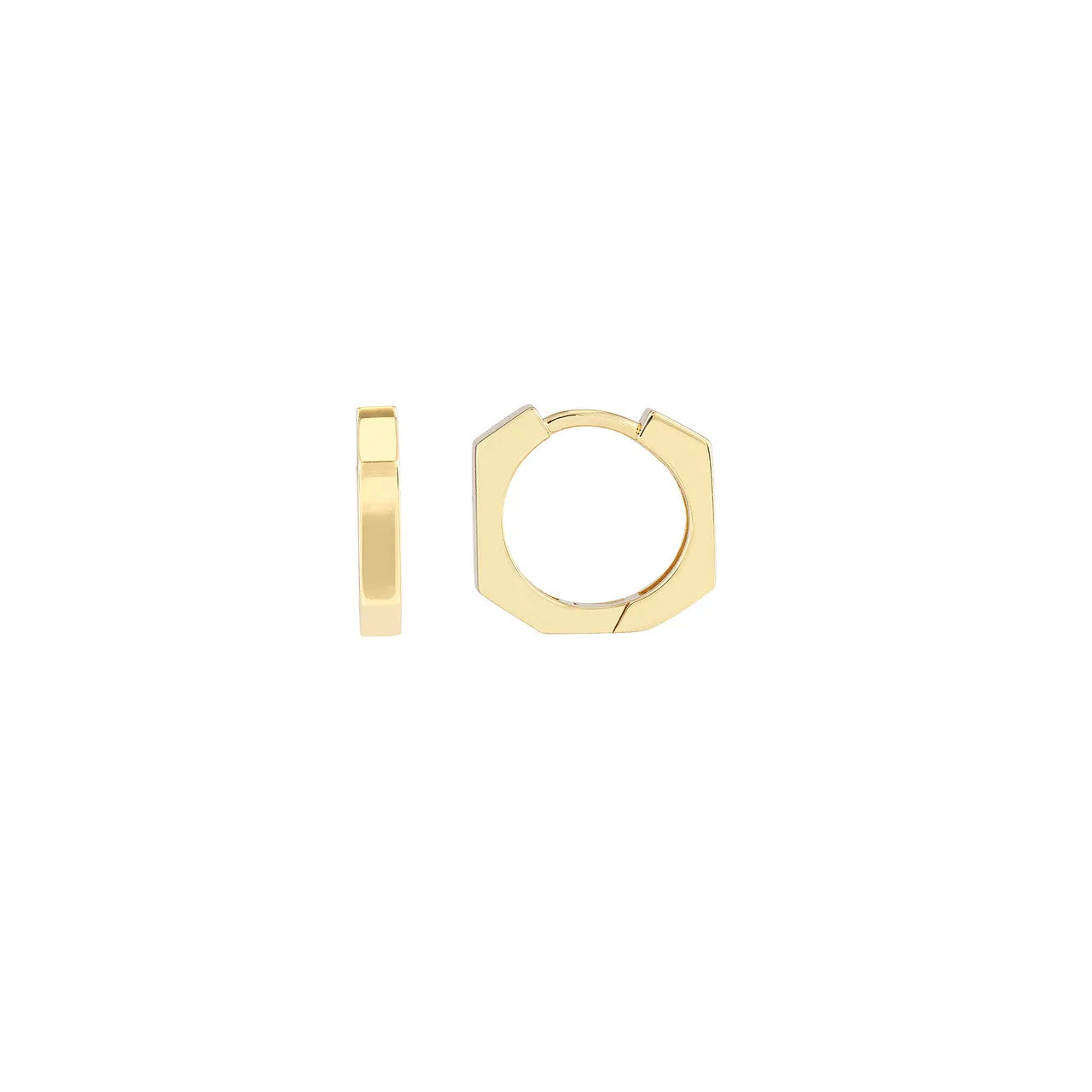 Heptagon Polished Huggie Earrrings