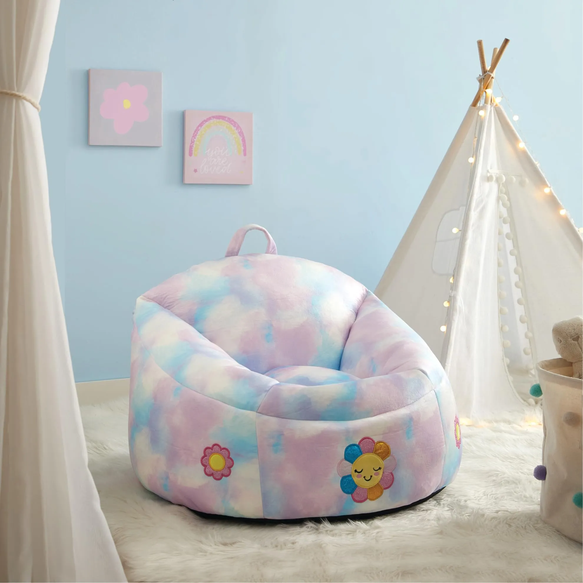 Heritage Kids Micromink Squishy Bean Bag Chair for Kids Ages 3 