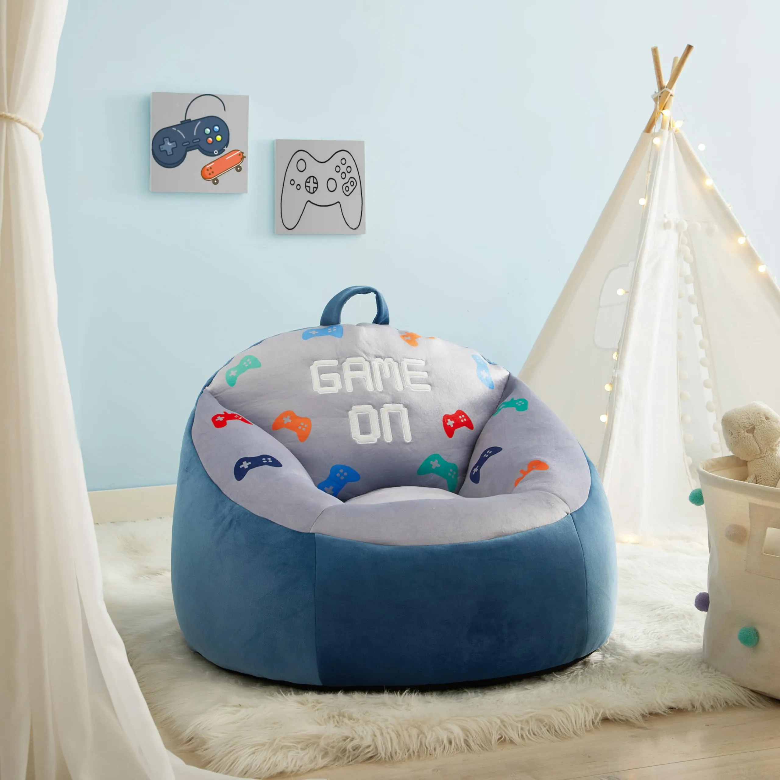 Heritage Kids Micromink Squishy Bean Bag Chair for Kids Ages 3 