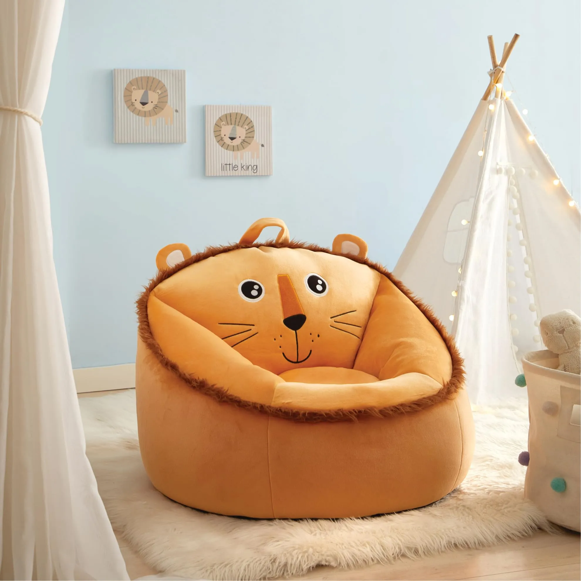 Heritage Kids Micromink Squishy Bean Bag Chair for Kids Ages 3 