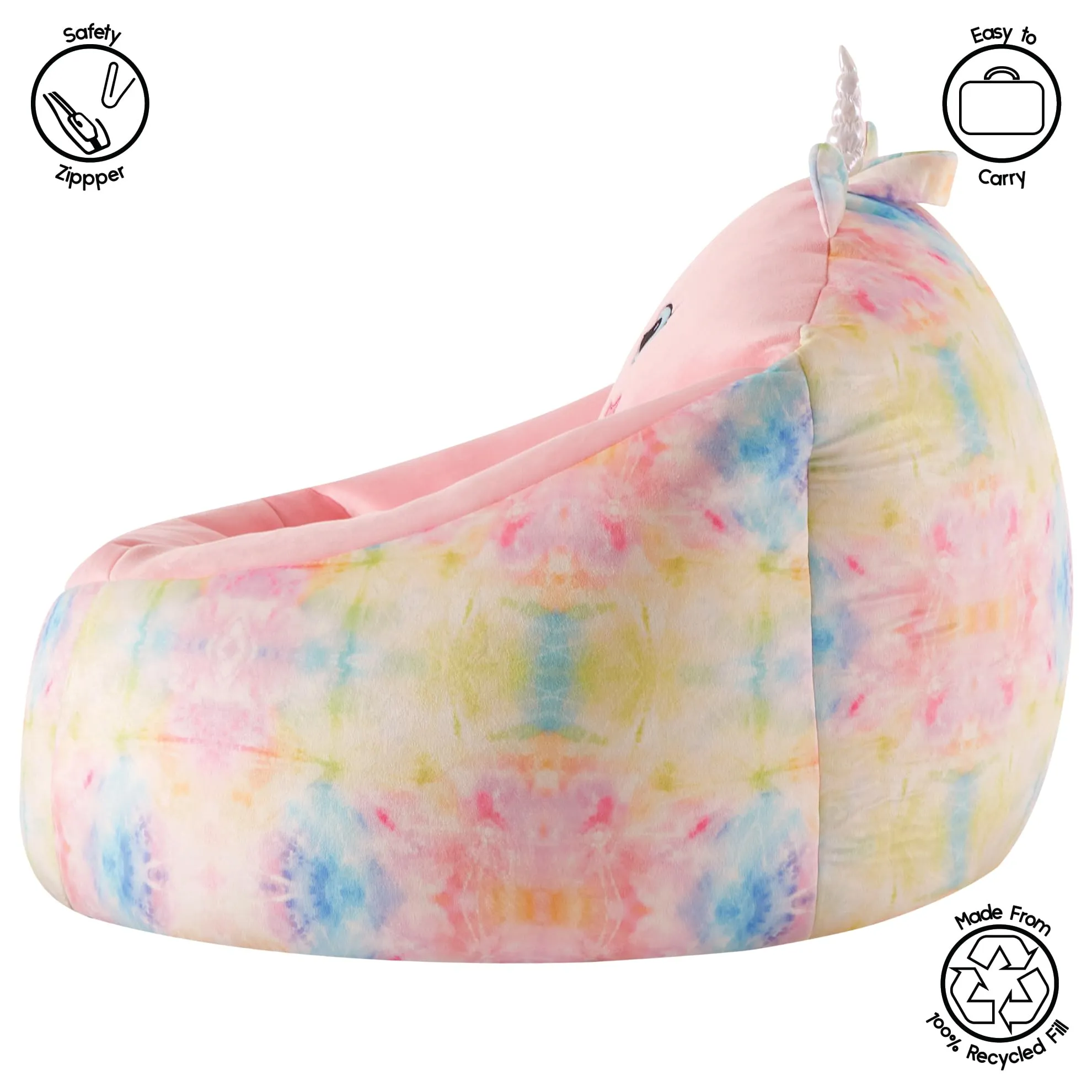 Heritage Kids Micromink Squishy Bean Bag Chair for Kids Ages 3 
