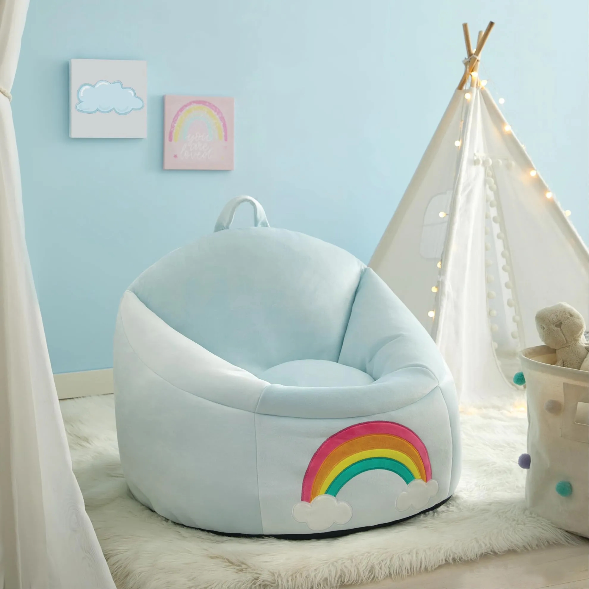 Heritage Kids Micromink Squishy Bean Bag Chair for Kids Ages 3 
