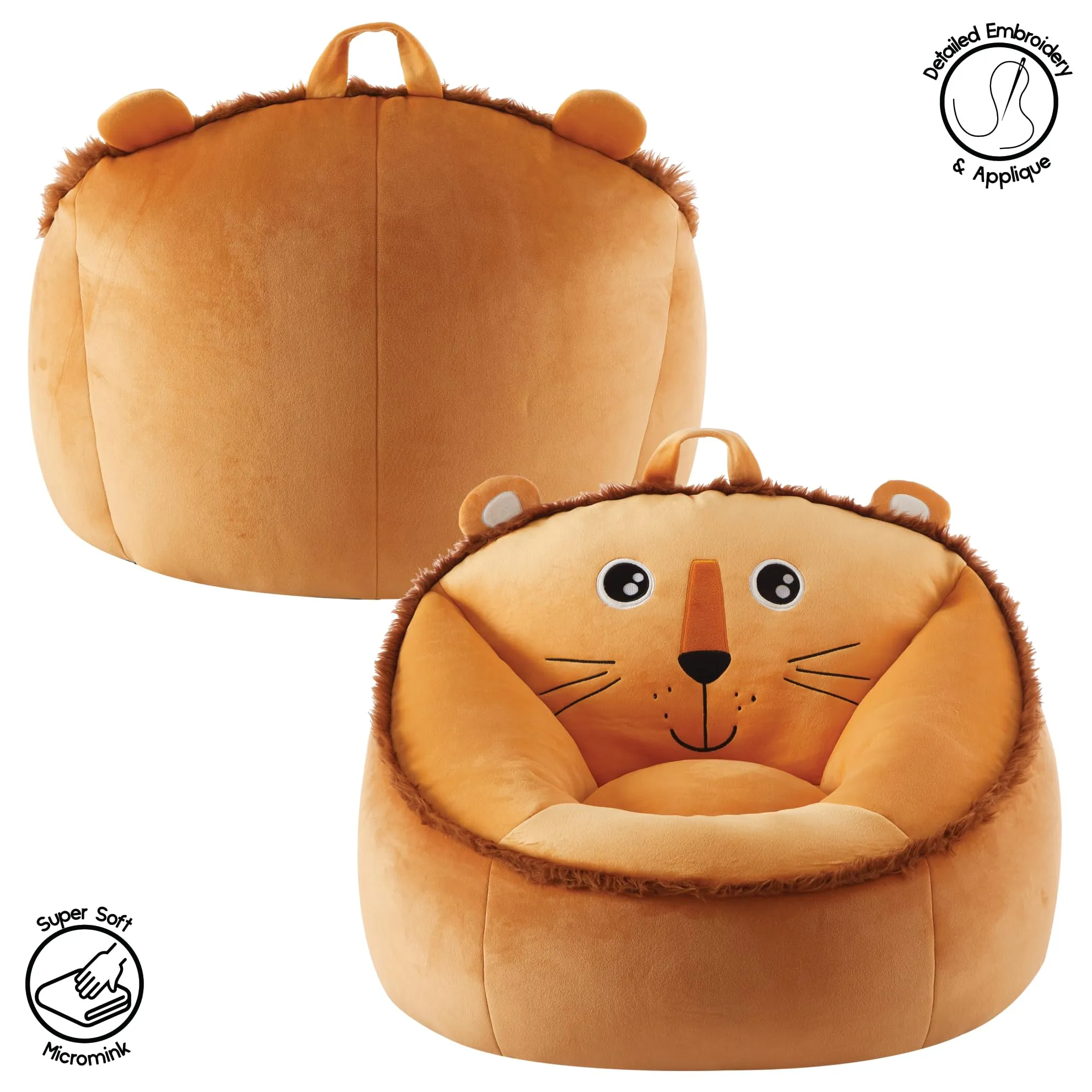 Heritage Kids Micromink Squishy Bean Bag Chair for Kids Ages 3 
