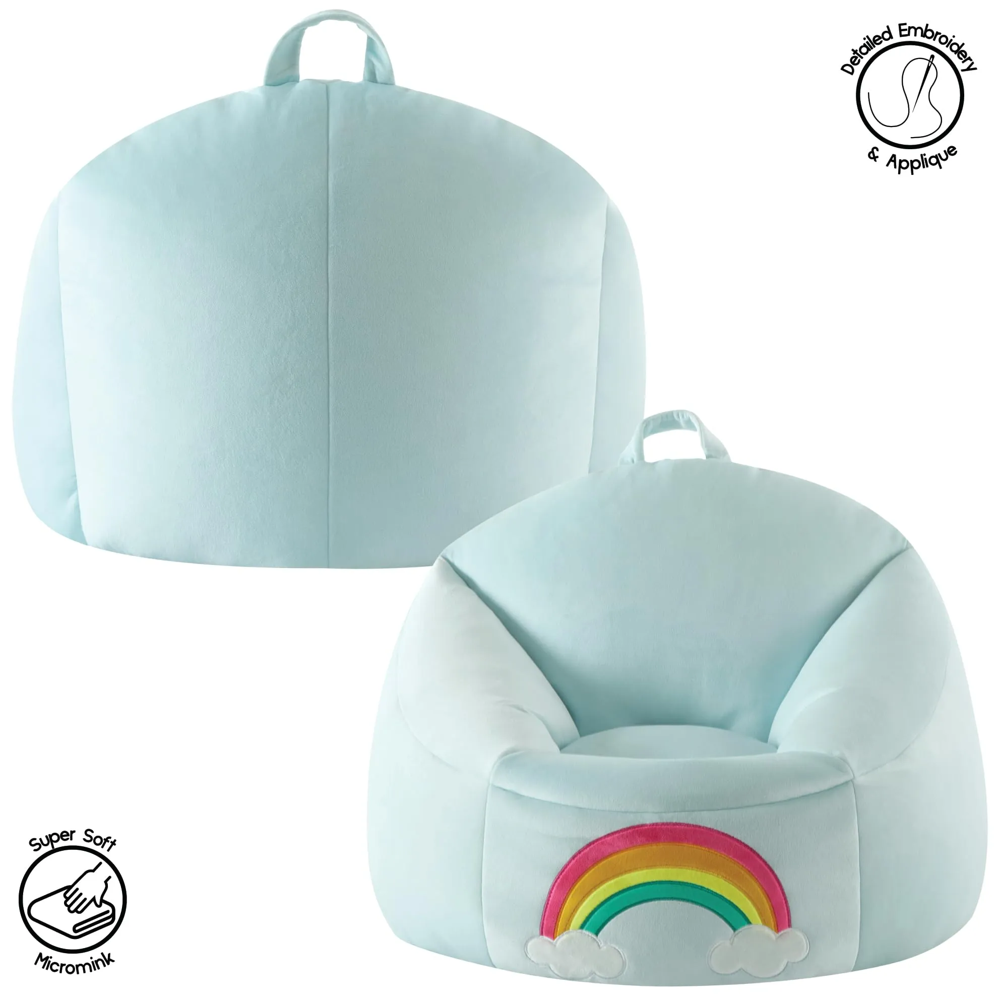 Heritage Kids Micromink Squishy Bean Bag Chair for Kids Ages 3 