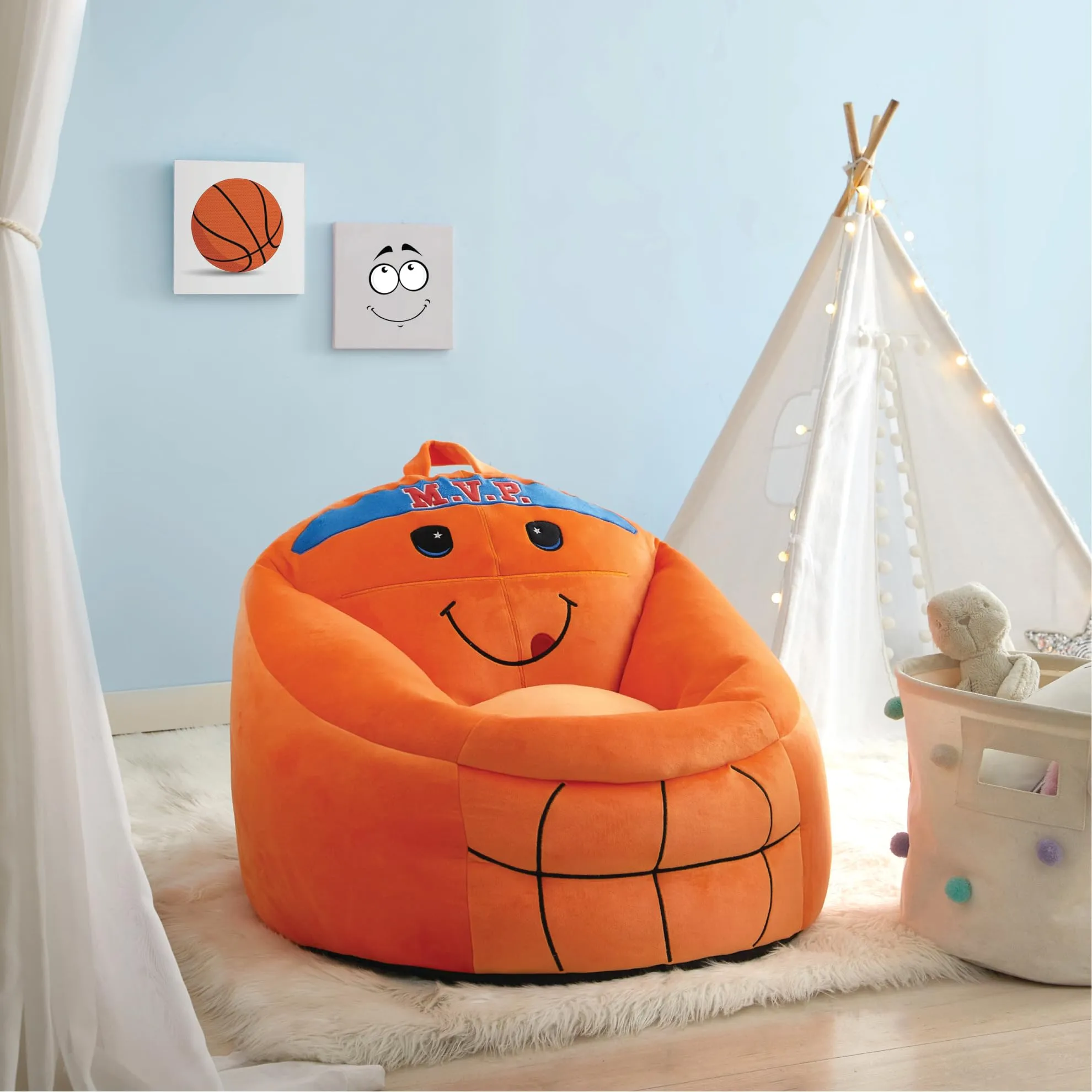 Heritage Kids Micromink Squishy Bean Bag Chair for Kids Ages 3 