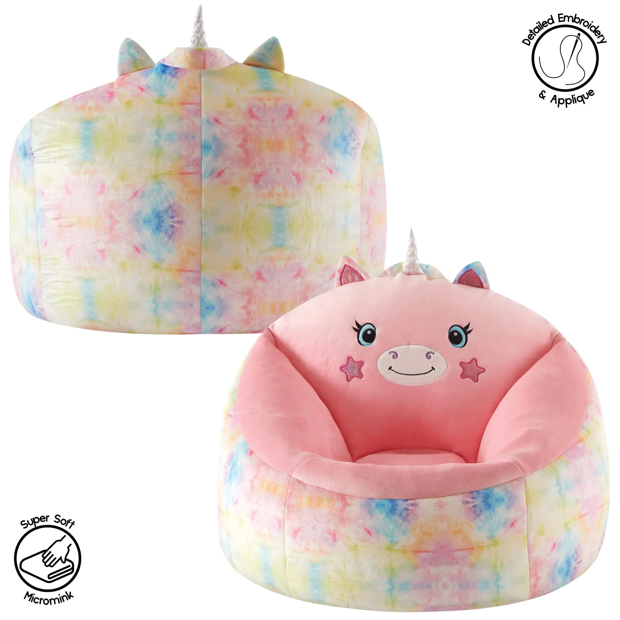 Heritage Kids Micromink Squishy Bean Bag Chair for Kids Ages 3 