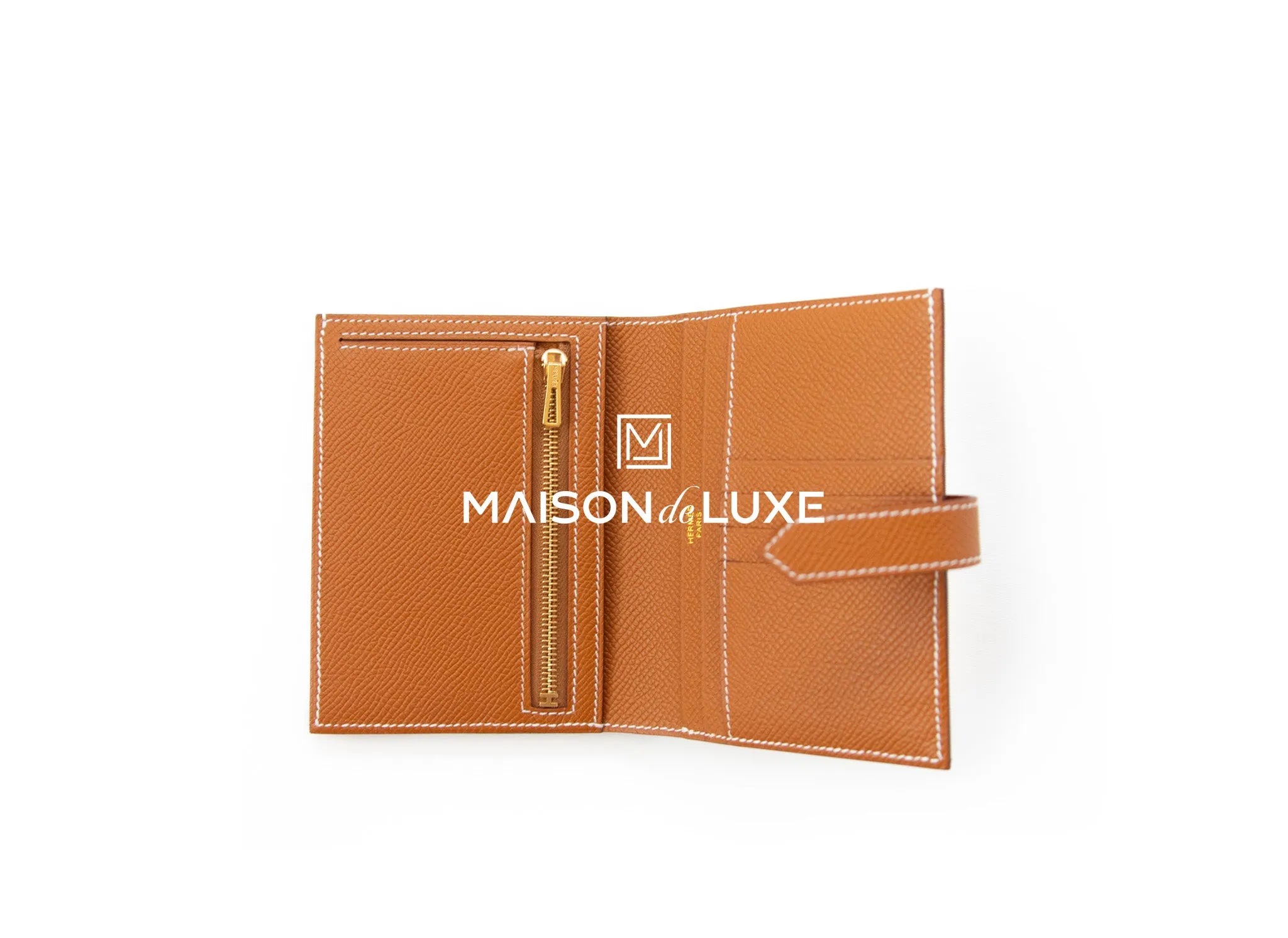 Hermes Bearn Compact Wallet Gold Epsom Gold Hardware
