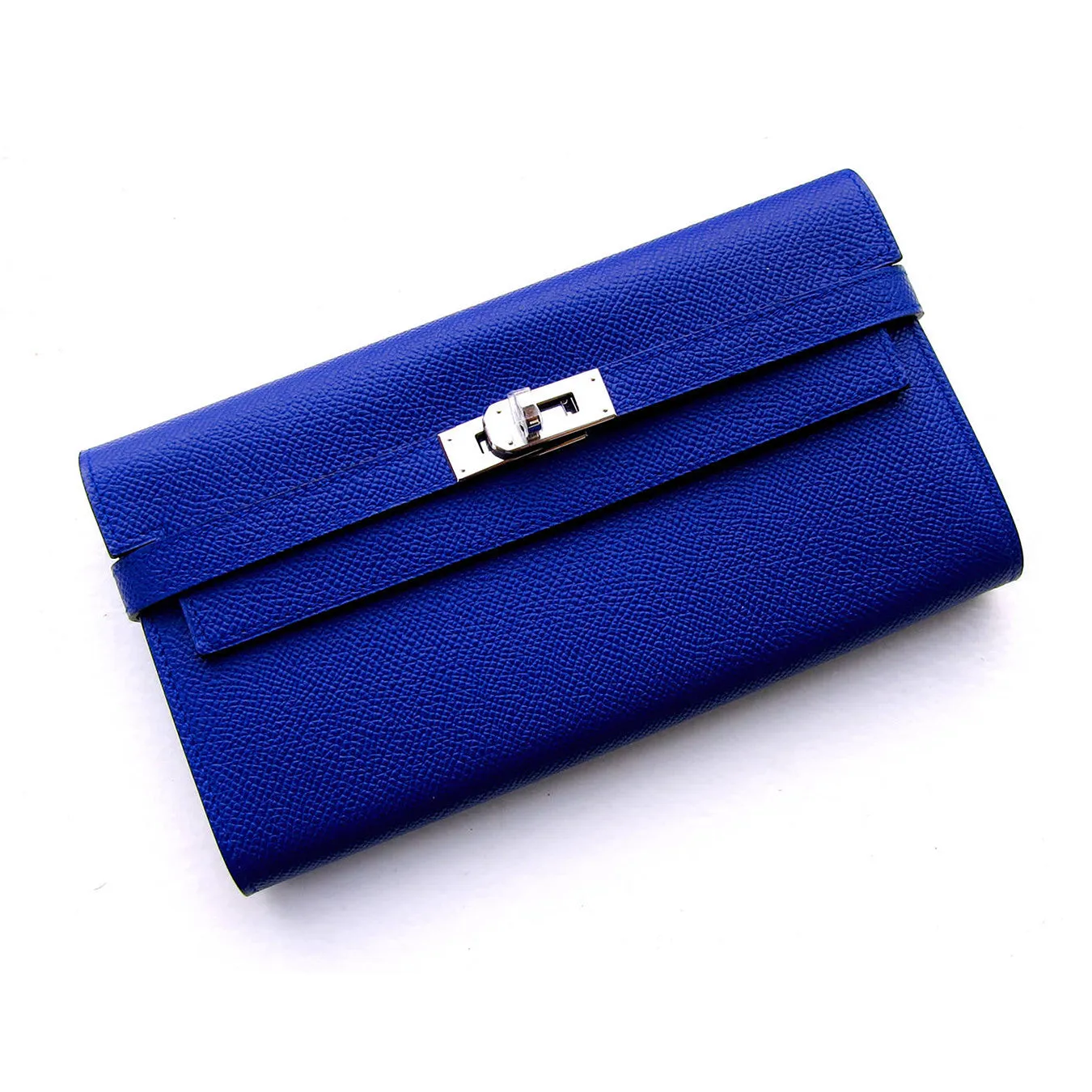 Hermes Blue Electric Epsom Kelly Long Wallet PHW Adore