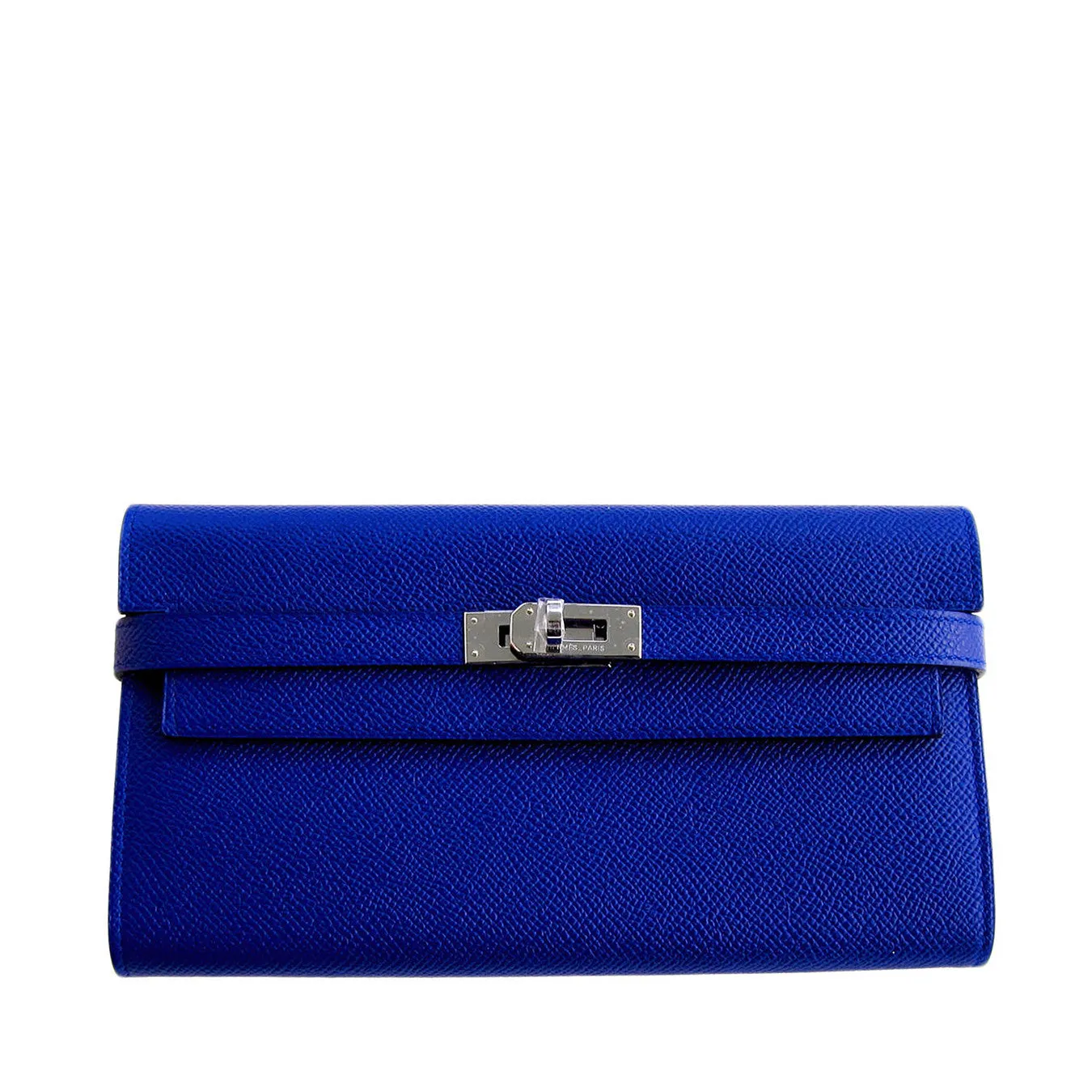 Hermes Blue Electric Epsom Kelly Long Wallet PHW Adore