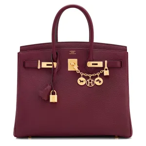 Hermes Bordeaux 35cm Birkin Togo Gold Hardware