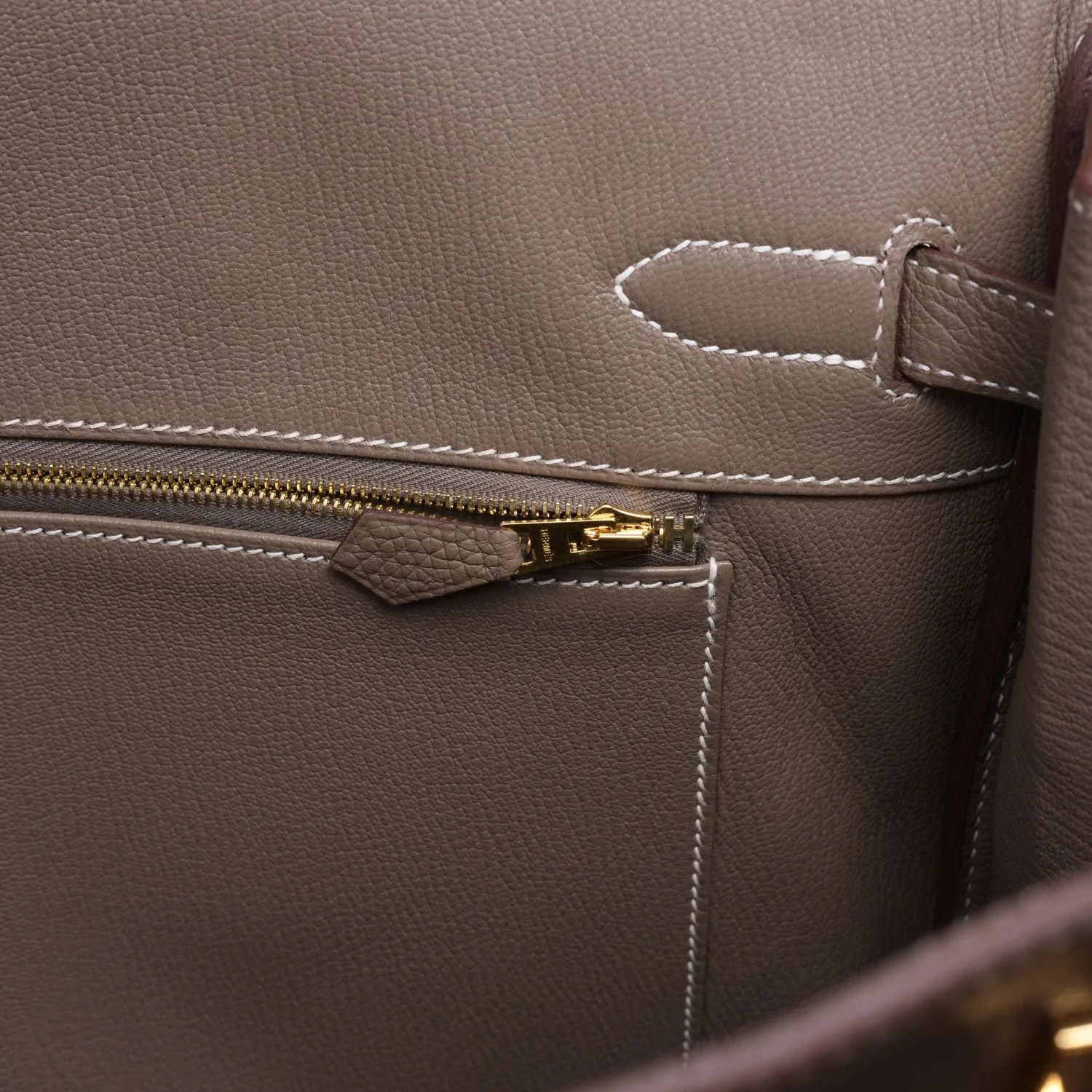 Hermes Etoupe Togo 35cm Birkin Gold Hardware