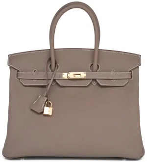 Hermes Etoupe Togo 35cm Birkin Gold Hardware