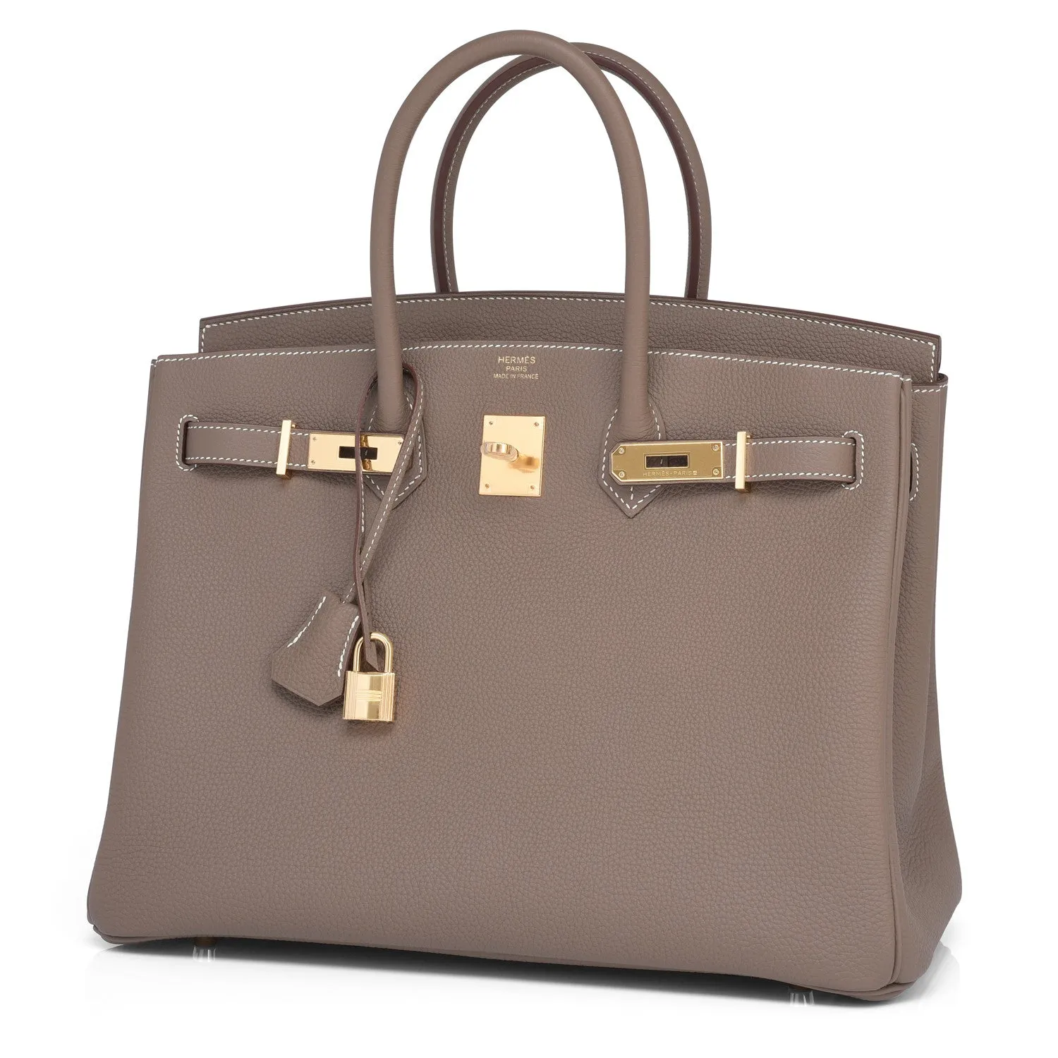 Hermes Etoupe Togo 35cm Birkin Gold Hardware