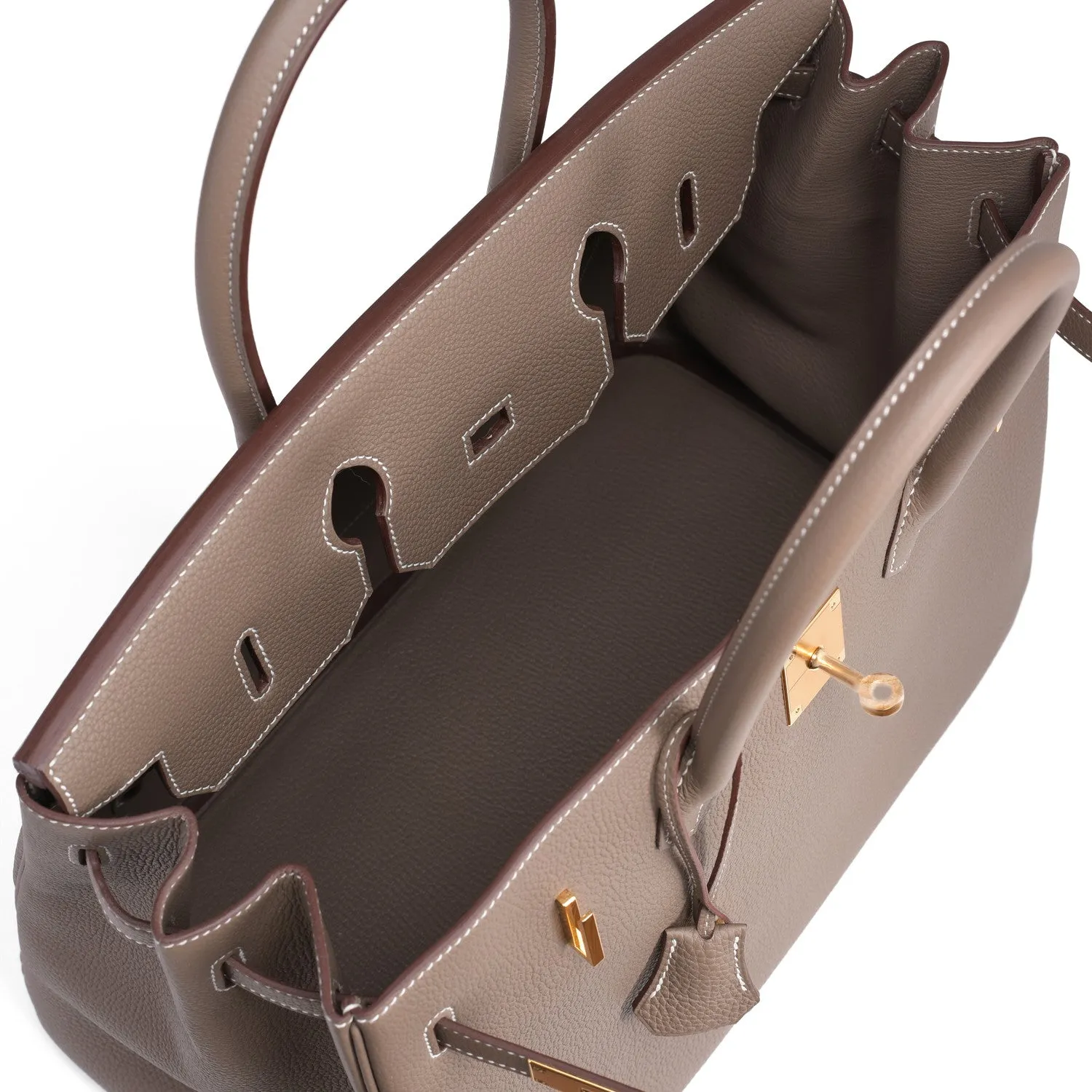 Hermes Etoupe Togo 35cm Birkin Gold Hardware