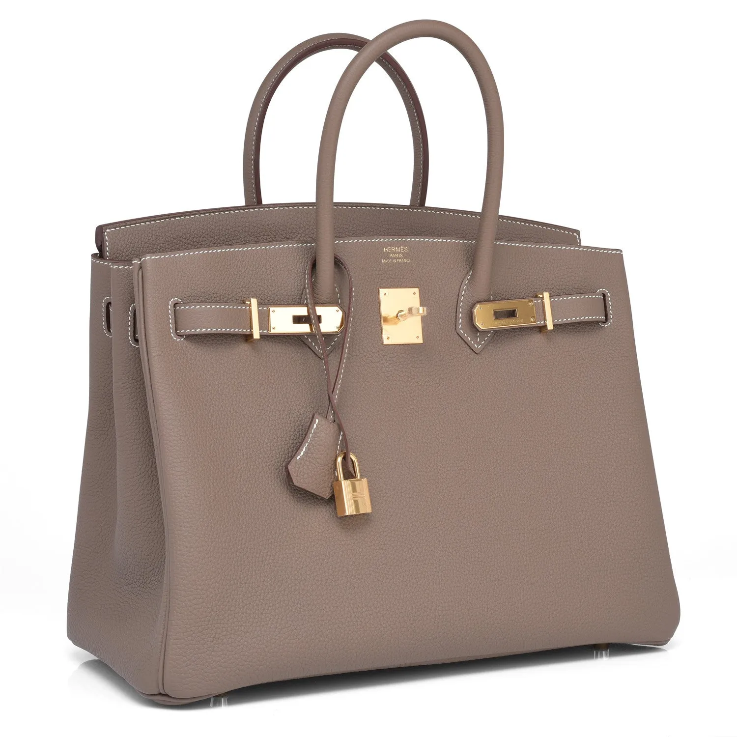 Hermes Etoupe Togo 35cm Birkin Gold Hardware