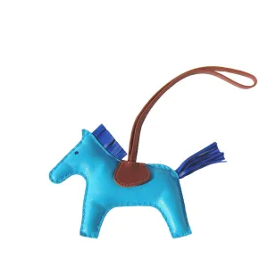 Hermes Rodeo Bag Charm Blue Izmir Blue Electric Fauve MM Medium for Birkin Kelly