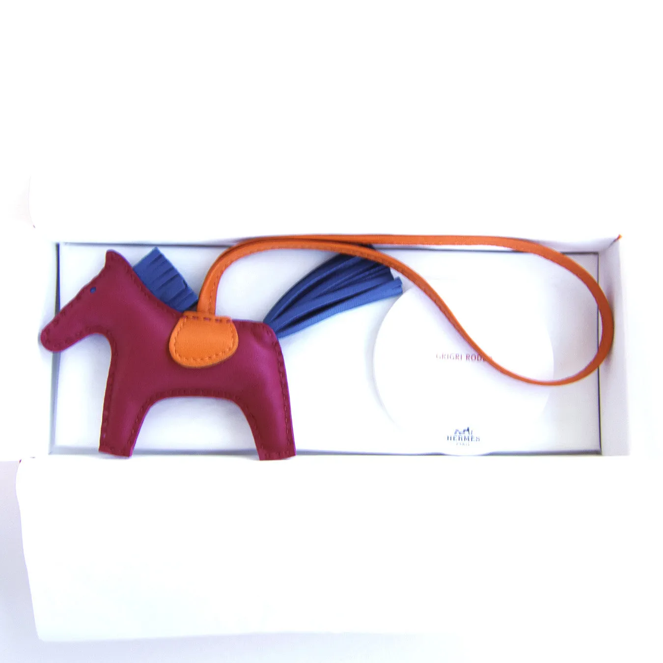 Hermes Tosca Blue Izmir Orange Rodeo Charm PM for Birkin Kelly Bag