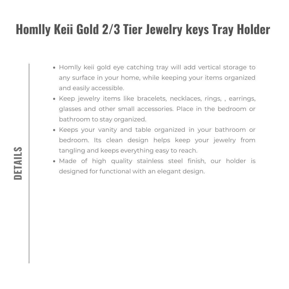 Homlly Keii Gold 2/3 Tier Jewelry keys Tray Holder