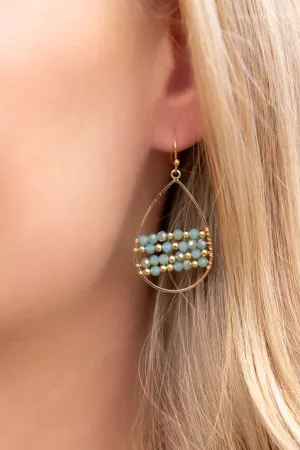 Hoop Beaded Earrings - Mint