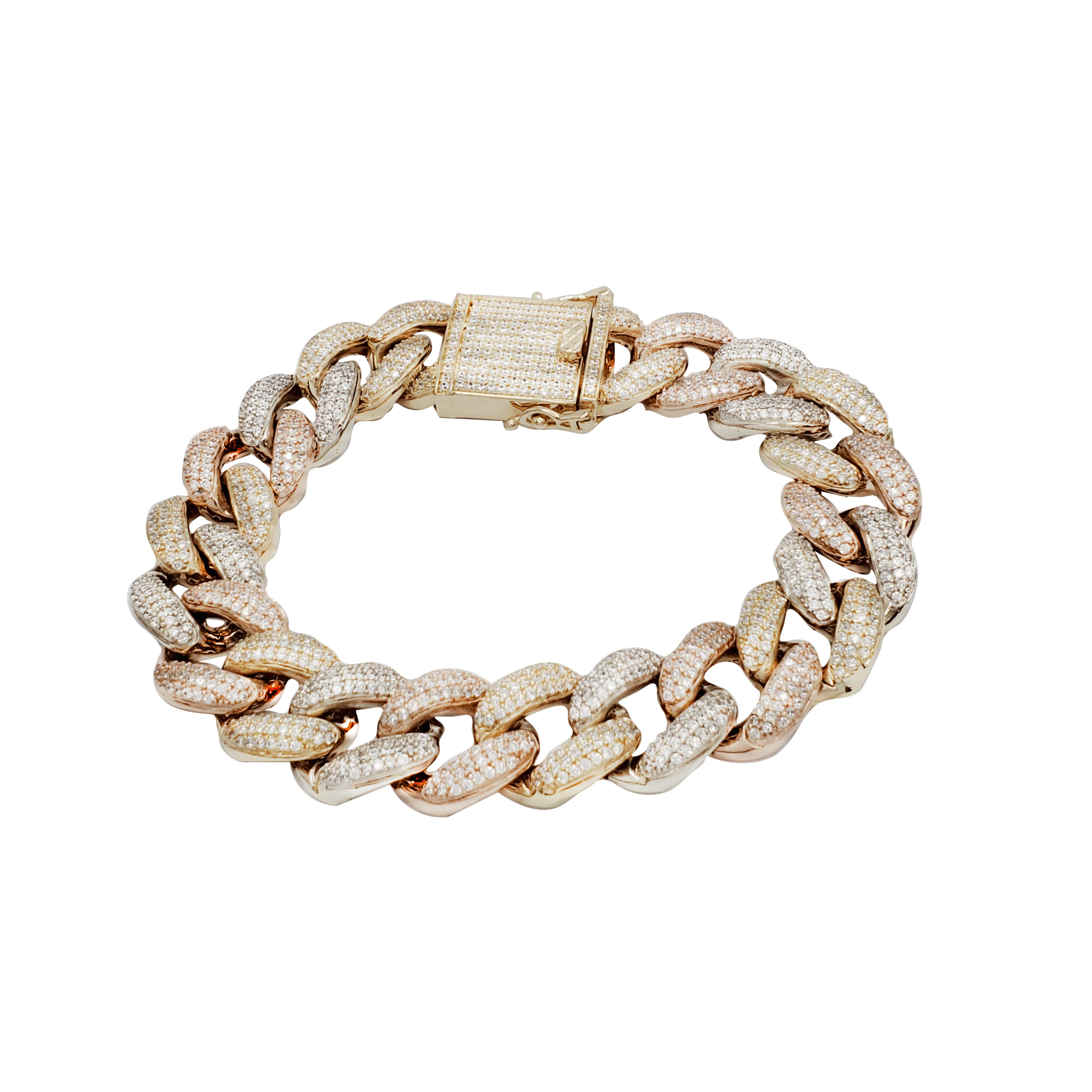 Ice Out  Tricolor Monaco Bracelet (14K)