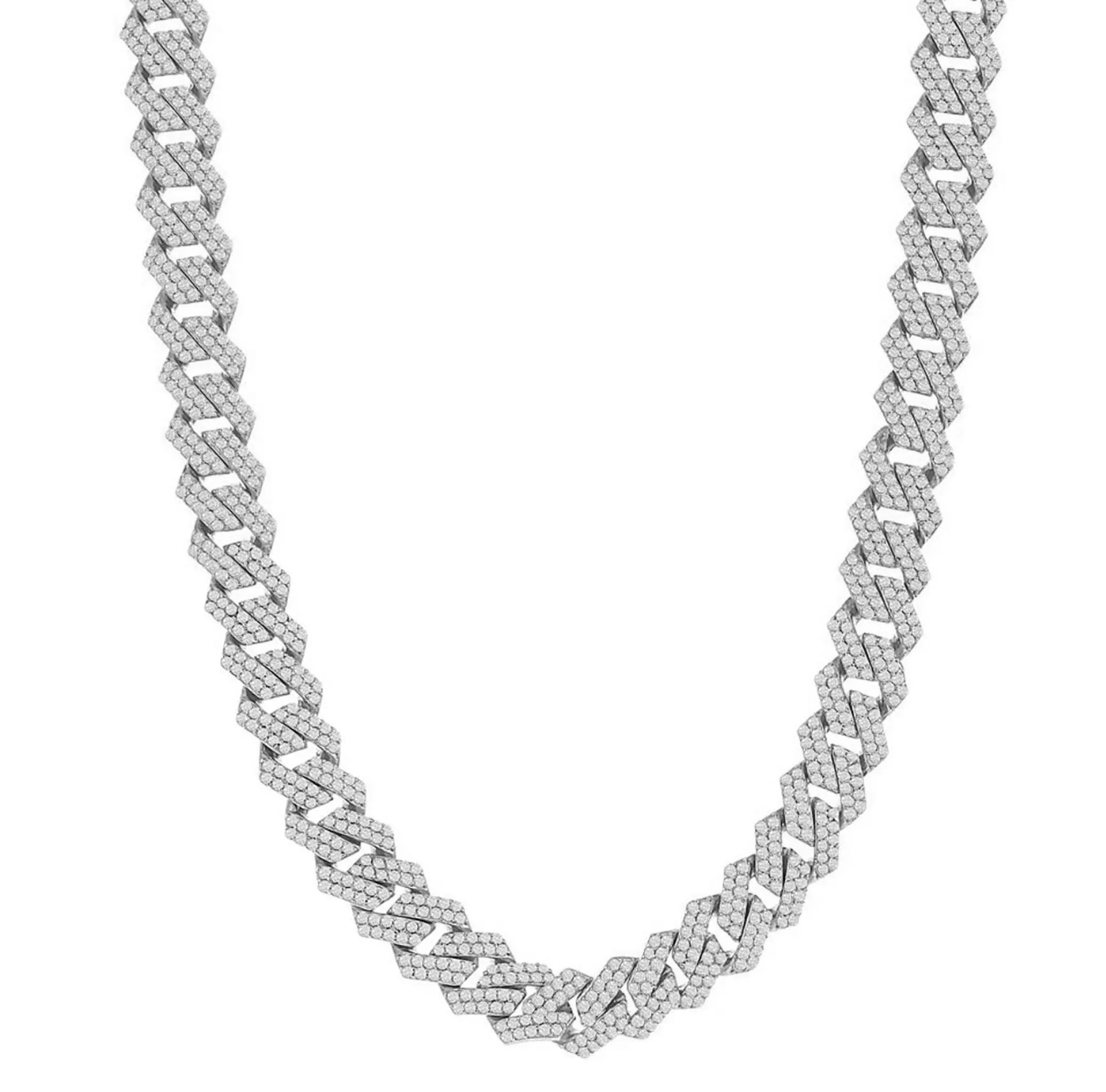 Iced-Out Monaco Edge Chain (Silver)