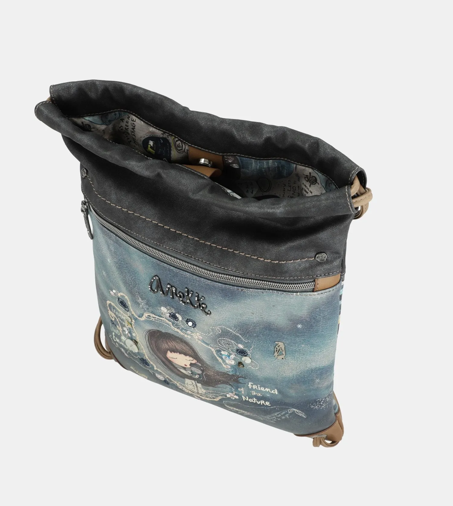Iceland cinch bag with a zip closure