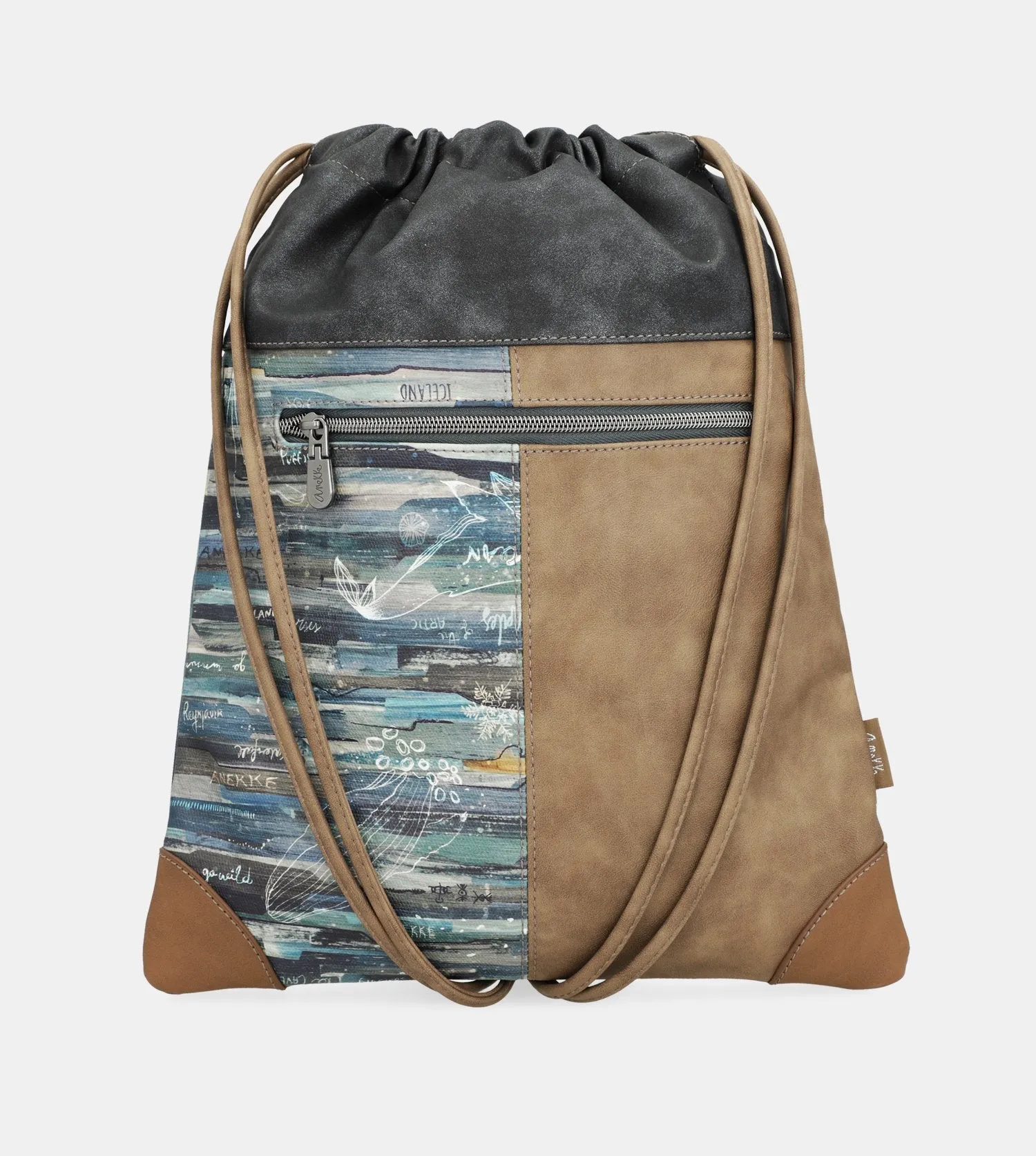 Iceland cinch bag with a zip closure