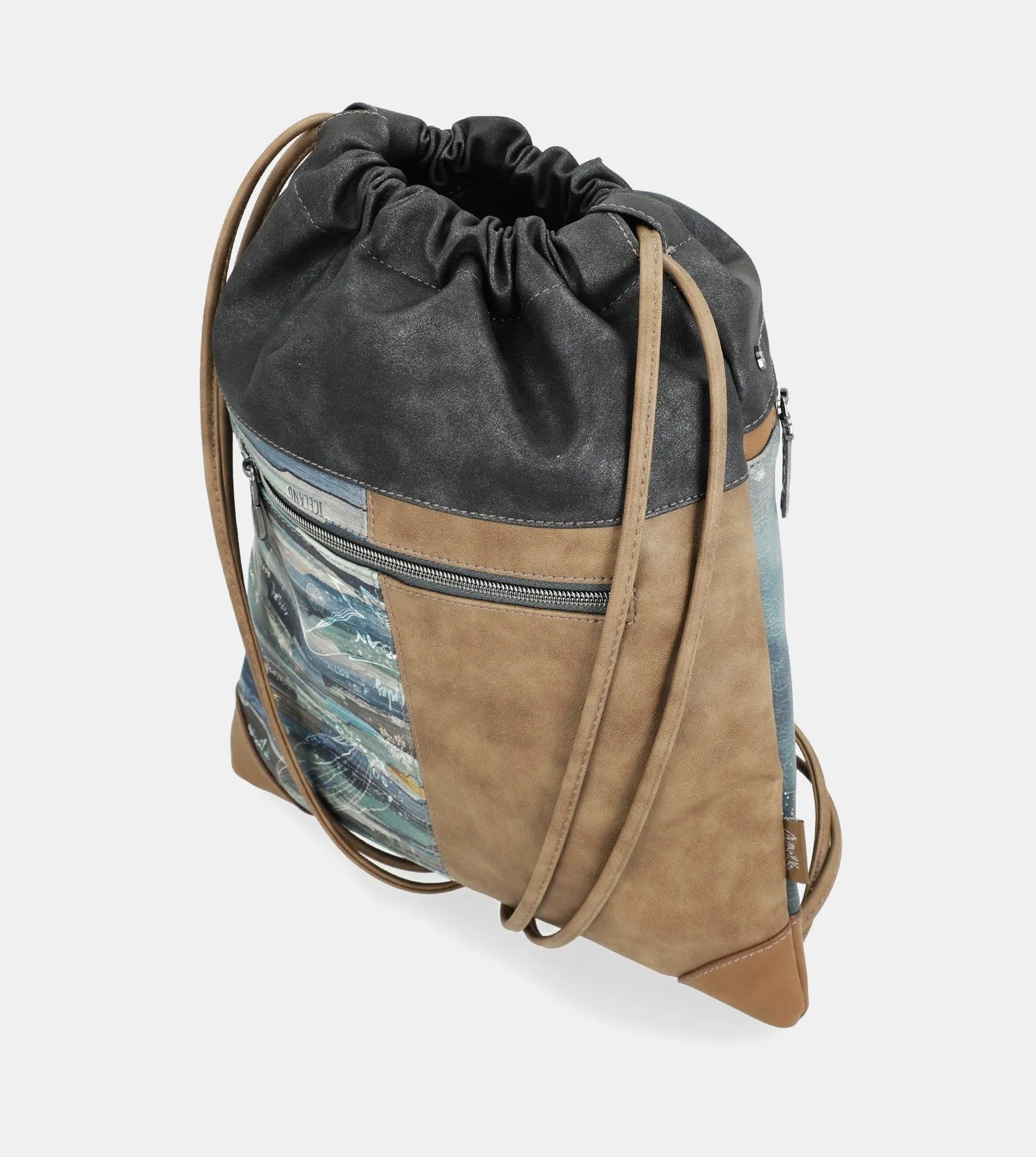 Iceland cinch bag with a zip closure
