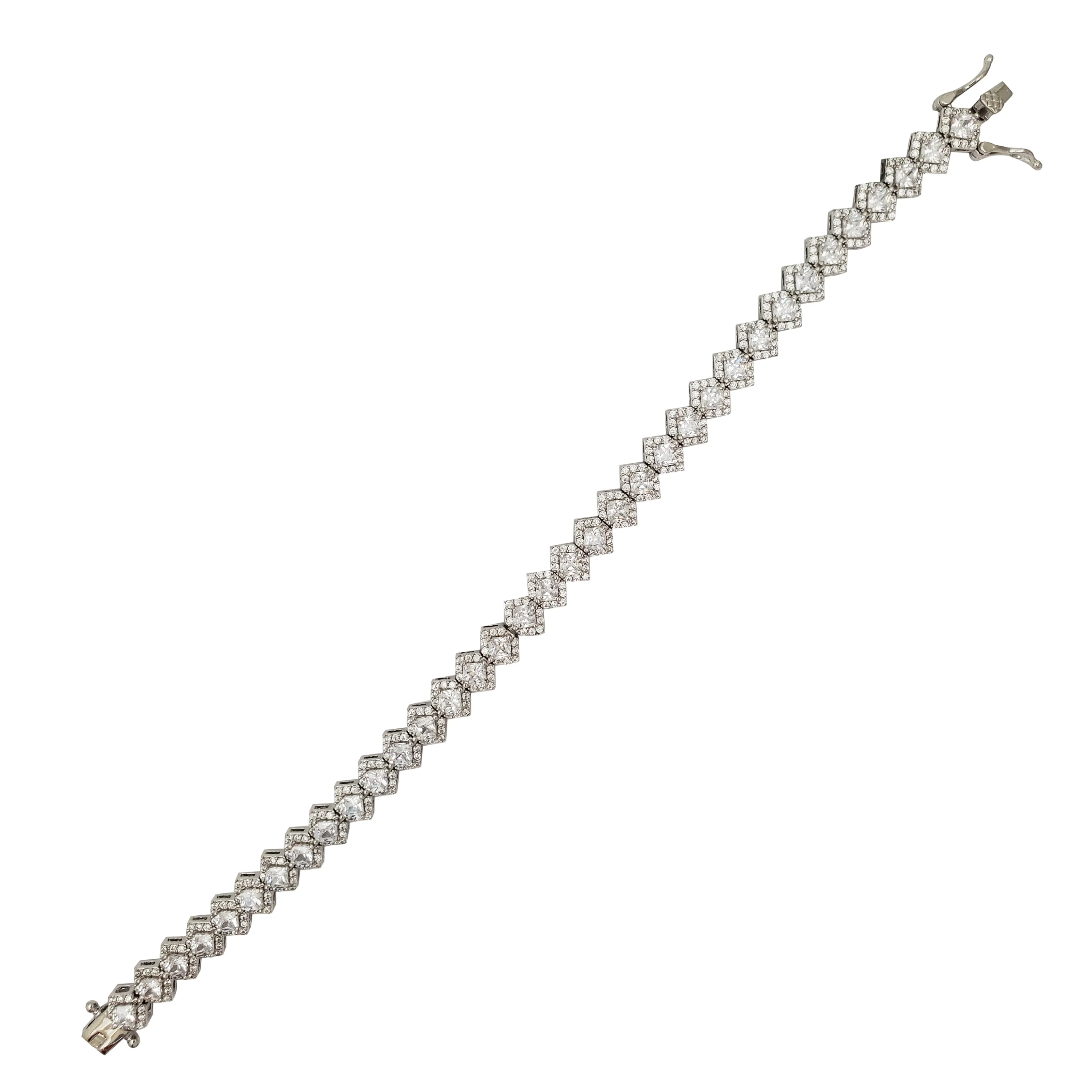 Icy Hexagon-Link Bracelet (Silver)