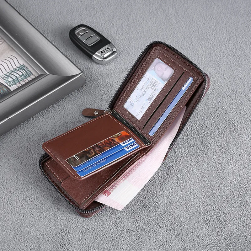 INSTOCK- Cross-border men's short letter print zipper wallet