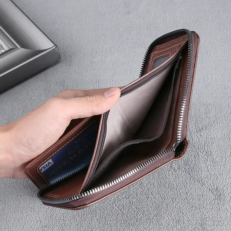 INSTOCK- Cross-border men's short letter print zipper wallet