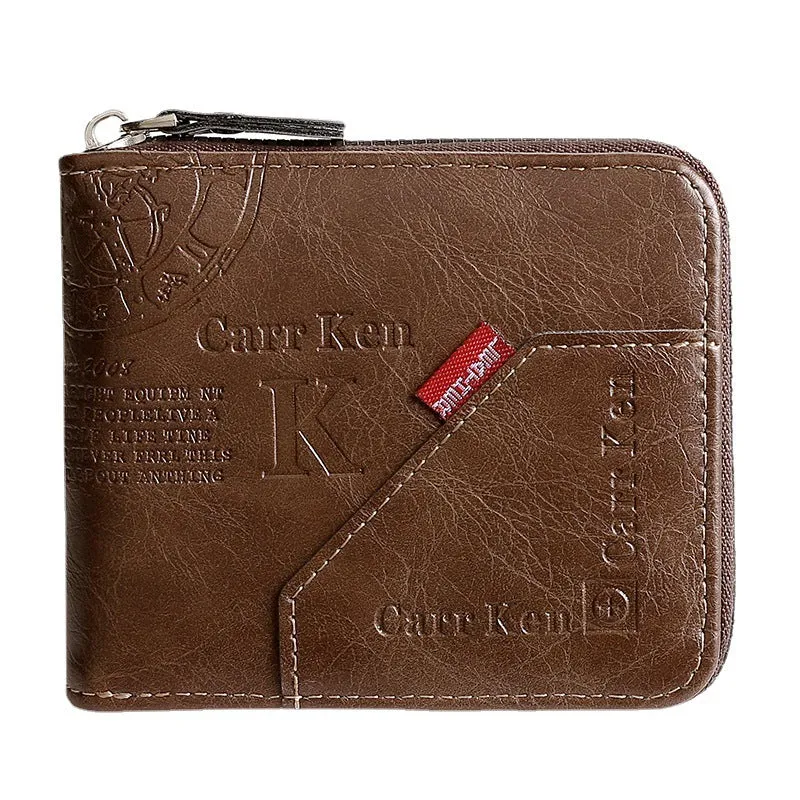 INSTOCK- Cross-border men's short letter print zipper wallet