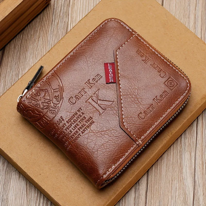 INSTOCK- Cross-border men's short letter print zipper wallet