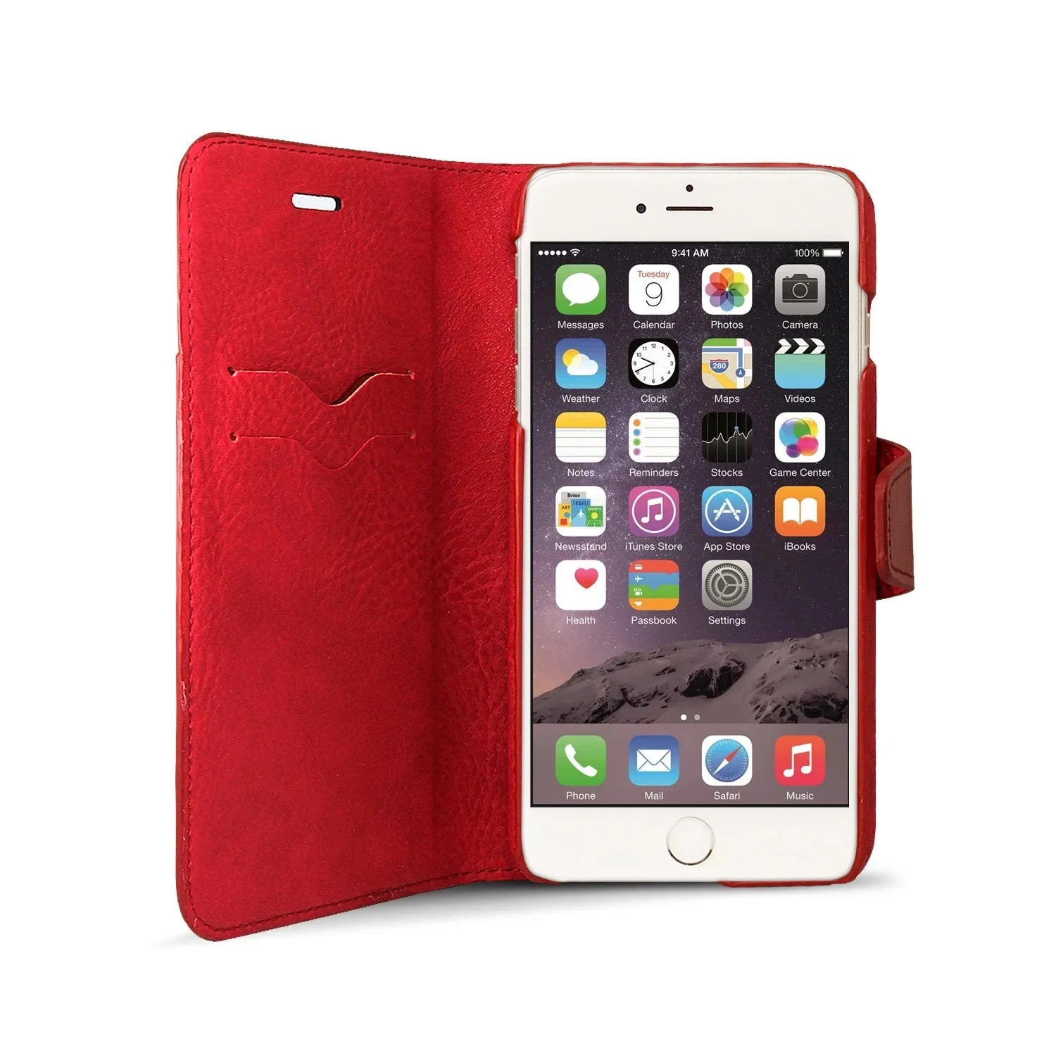 iPhone 6 / iPhone 6S Leather Wallet Case [RED]