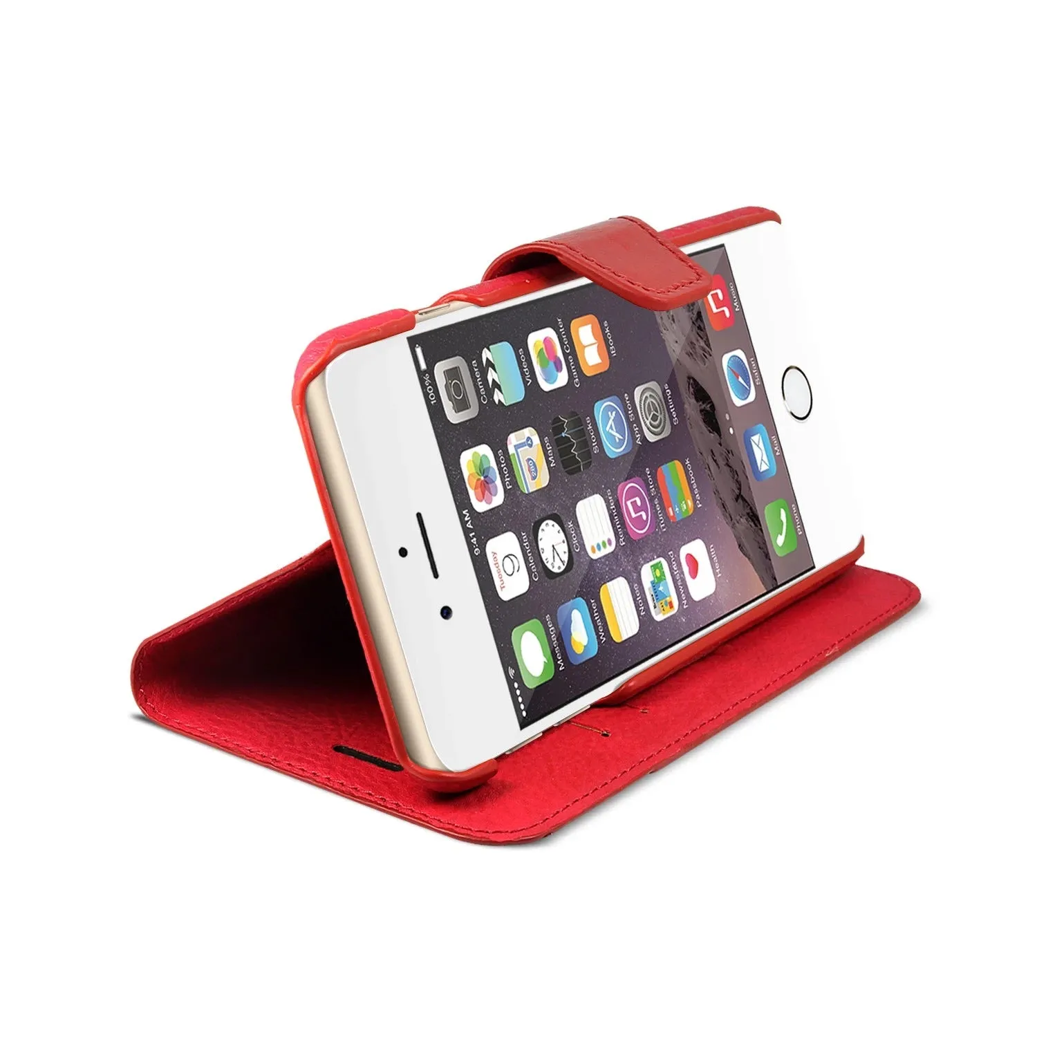 iPhone 6 / iPhone 6S Leather Wallet Case [RED]